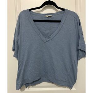 Jolie Blue Cotton V Neck Dolman Sleeve Distressed Hem Top Women's Size L
